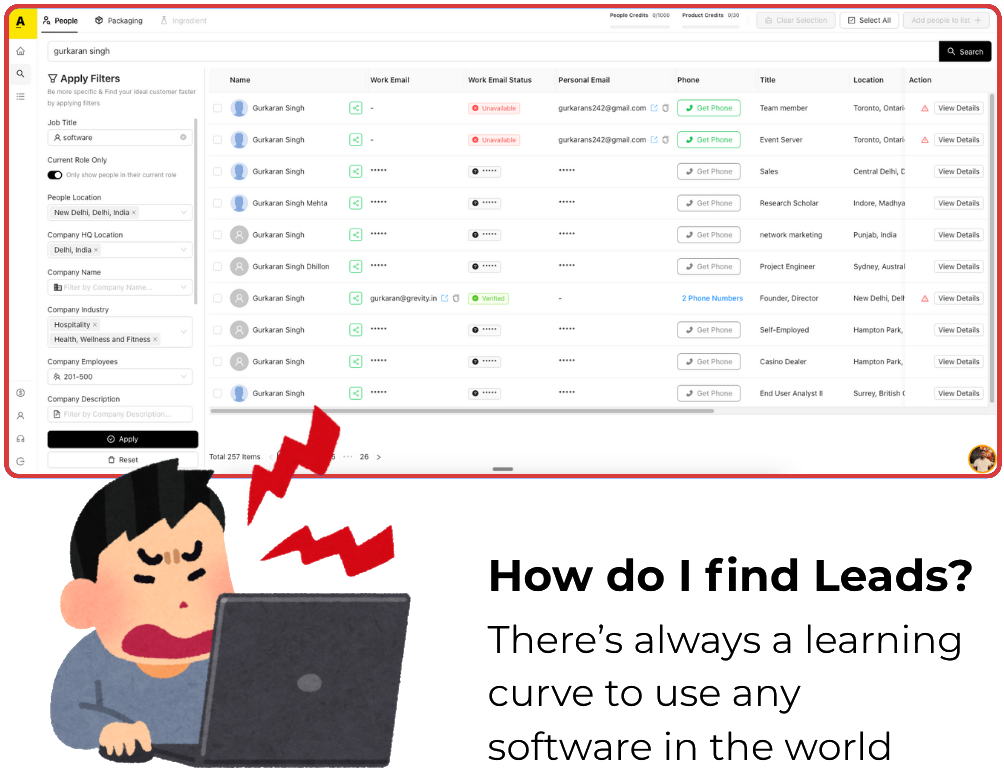 Before: Complex user interface